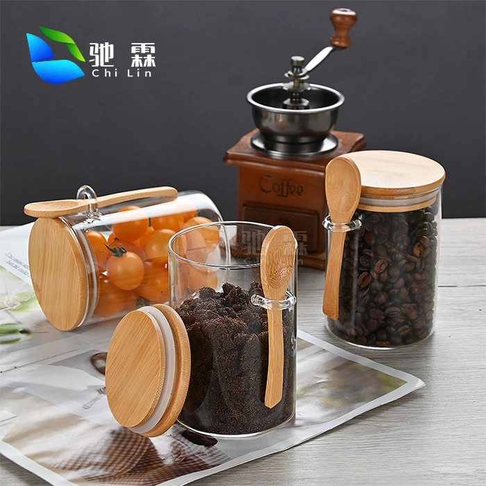 glass coffee canister with scoop